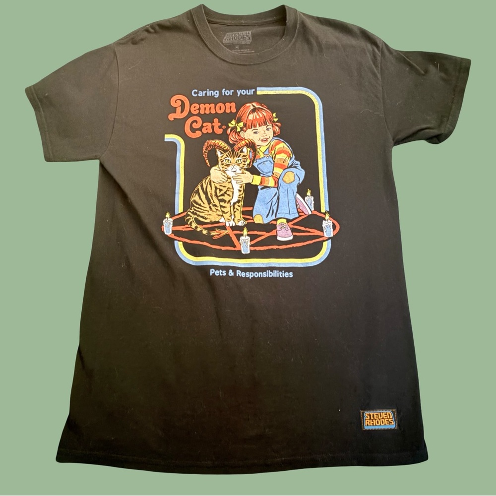 Steven Rhodes Caring For Your Demon Cat  Graphic T Shirt